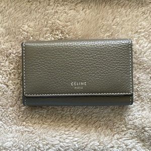 Celine drummed Calfskin Key Case color Souris